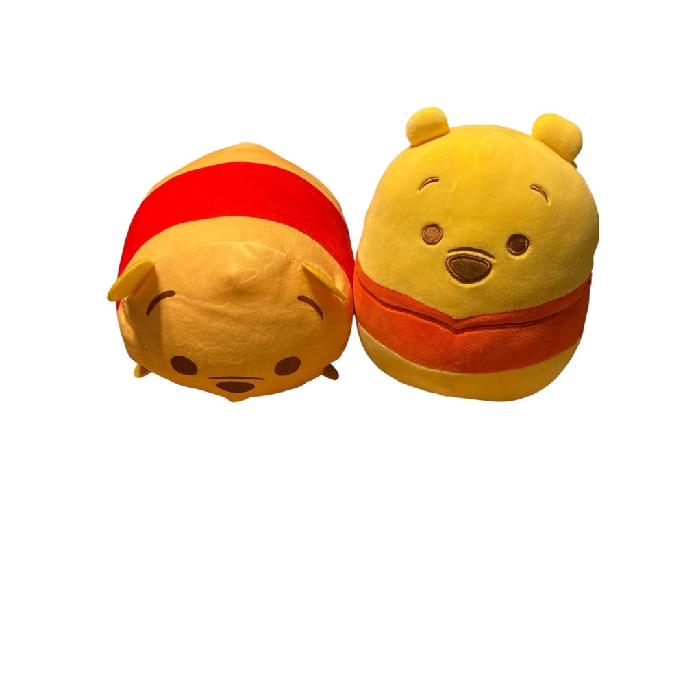 Disney Winnie the Pooh Plush Bundle Tsum Tsum and Seated Soft Toy Yellow Red 9in